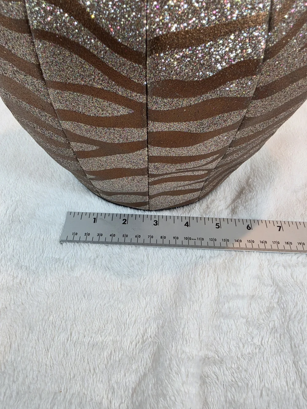 Blue Heaven Womens Zebra Glitter Round Evening Handbag Purse NWT Gold Tone